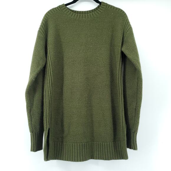 Ana Essential Boho Forest Green Chunky Knit LongSleeve CrewNeck Tunic Sweater XS - Picture 1 of 10